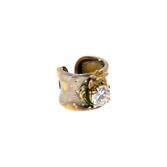 21st Century 3.56 Carat Diamond Magnolia Birds Gold Black Rhodium Cocktail Ring