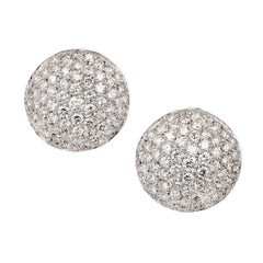 3.56 Carat Diamond Dome Cluster Gold Earrings