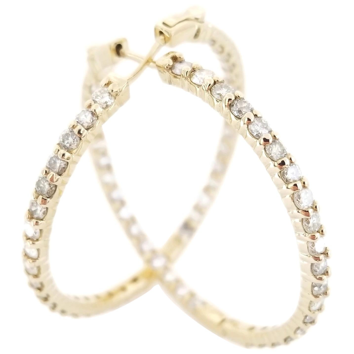 14k Yellow Gold Endless Oval Hoop Earrings(2x25mm)