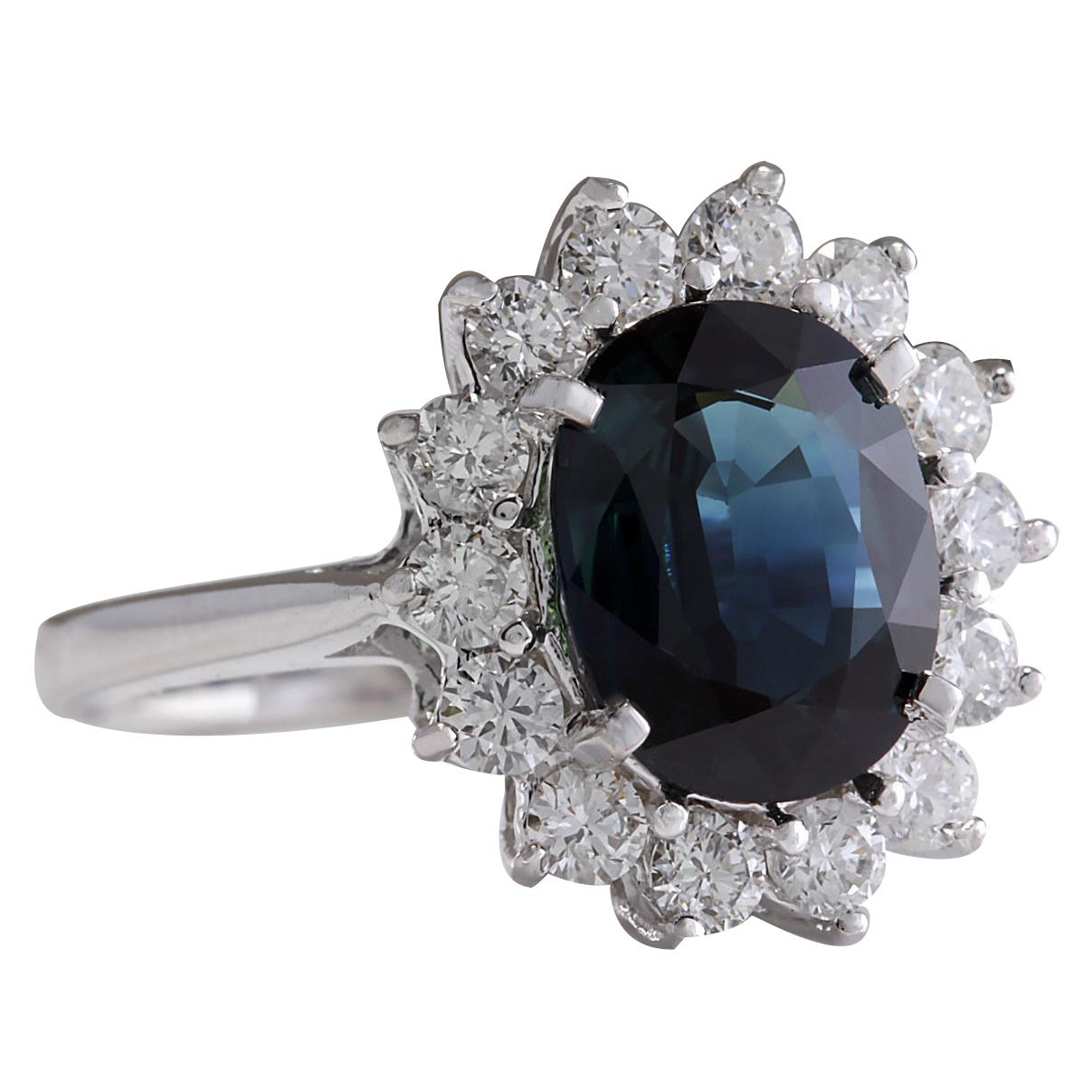 3.56 Carat Natural Sapphire 14 Karat White Gold Diamond Ring
Stamped: 14K White Gold
Total Ring Weight: 4.0 Grams
Total Natural Sapphire Weight is 2.82 Carat (Measures: 10.00x8.00 mm)
Color: Blue
Total Natural Diamond Weight is 0.74 Carat
Color: