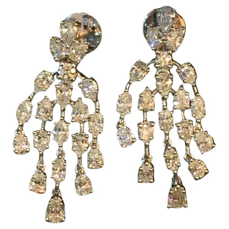Boucles d'oreilles en or 18 carats avec diamants naturels de forme poire/marquise F/VS1 de 3,56 carats