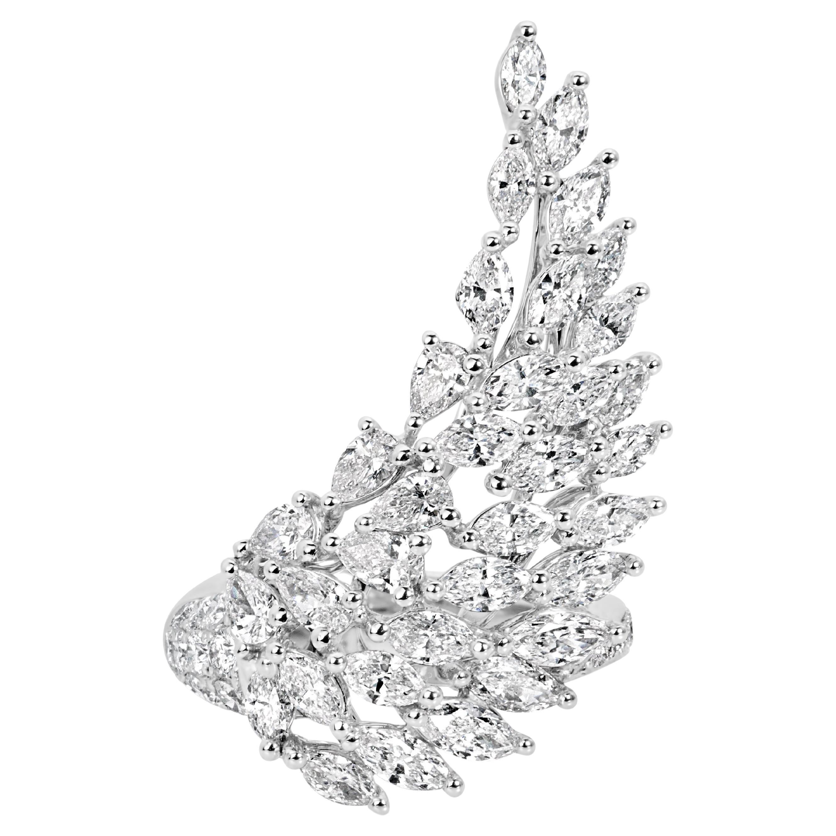 Roman Malakov 3.56 Carats Total Marquise Cut Diamond Wing Fashion Ring