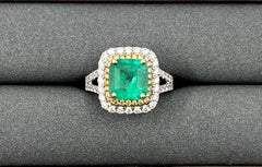 Anillo de Esmeralda Natural y Diamante de 3.56 ct