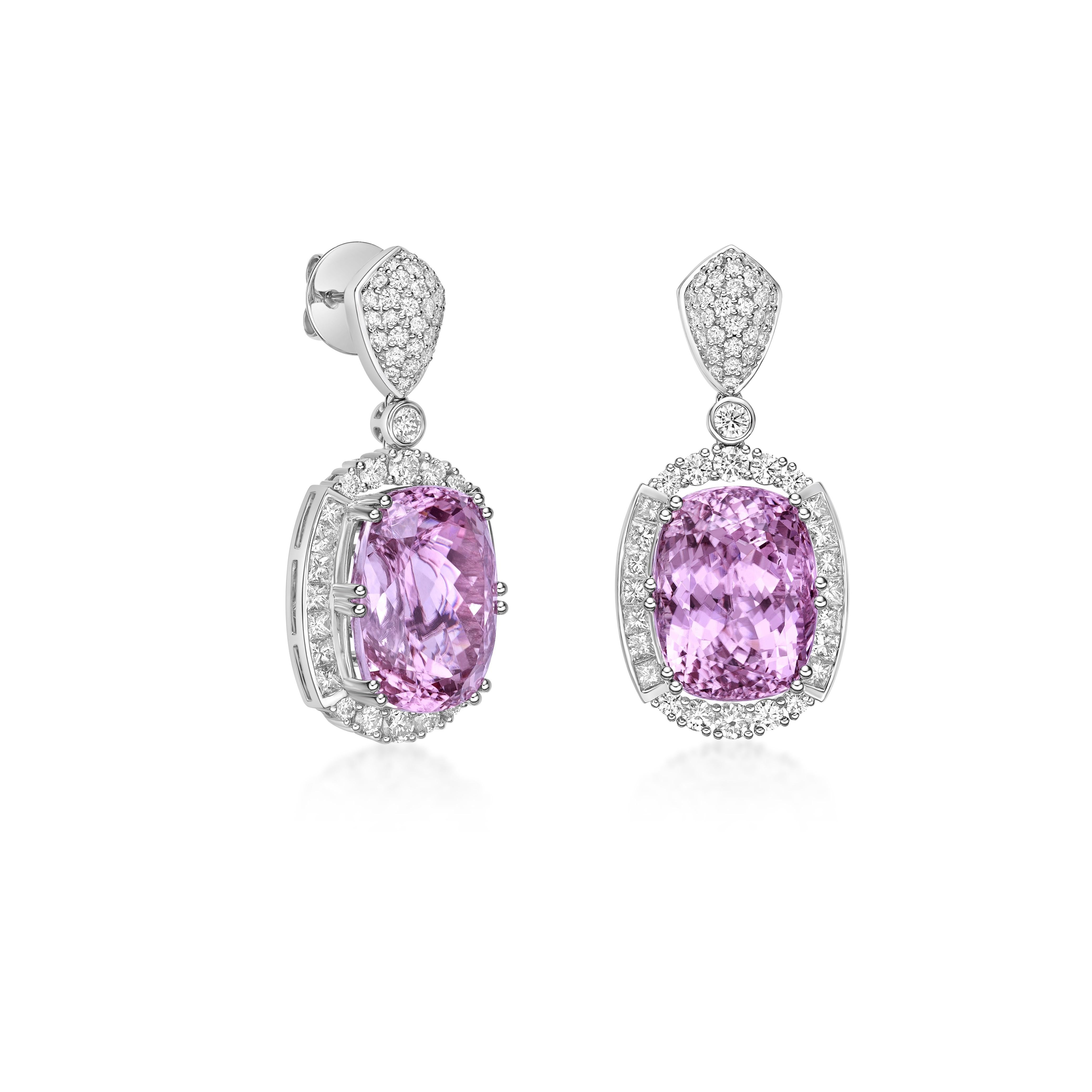 This collection features an array of Pink Tourmaline with a Pink hue that is as cool as it gets! Accented with diamonds these earrings are made in white gold and present a classic yet elegant look.

Pink Tourmaline Drop Earrings in 18 Karat White