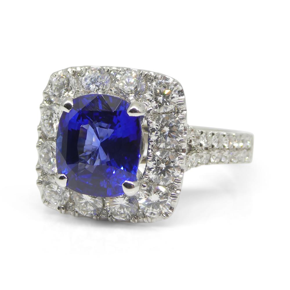 3,56ct Blauer Saphir, Diamant Verlobungsring/Statement Ring in 18K Weißgold im Zustand „Neu“ im Angebot in Toronto, Ontario