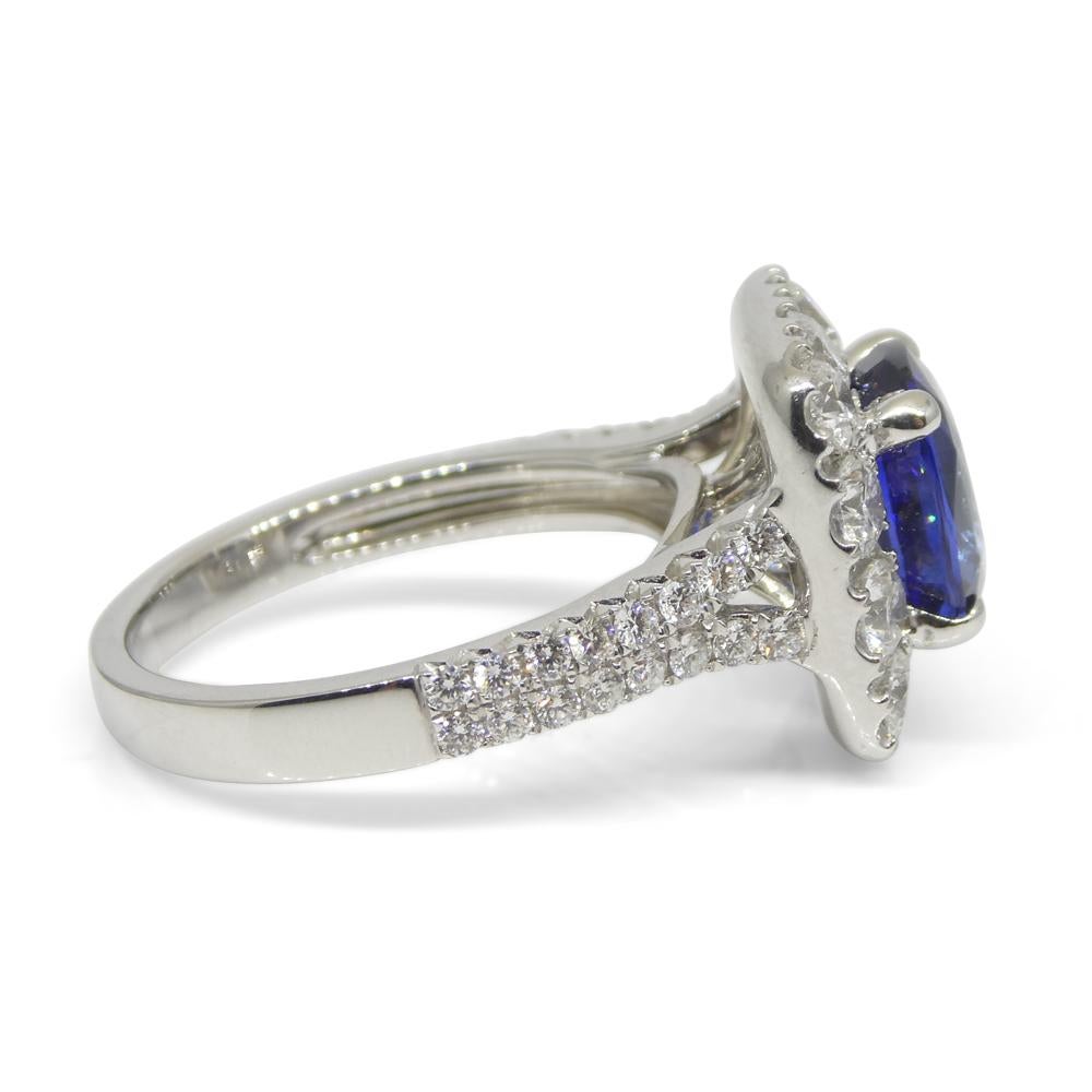 3.56ct Blue Sapphire, Diamond Engagement/Statement Ring in 18K White Gold For Sale 1