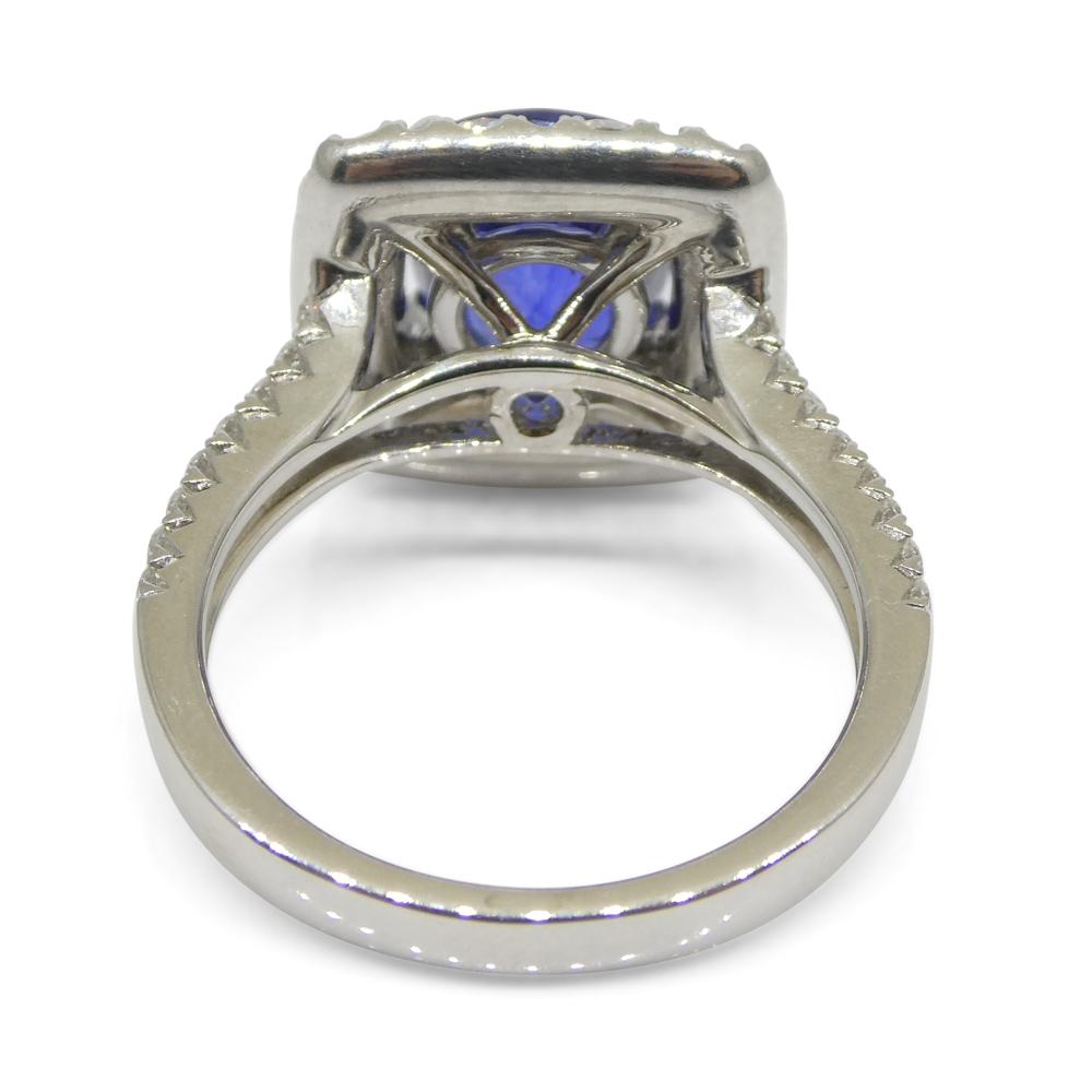 3.56ct Blue Sapphire, Diamond Engagement/Statement Ring in 18K White Gold For Sale 2