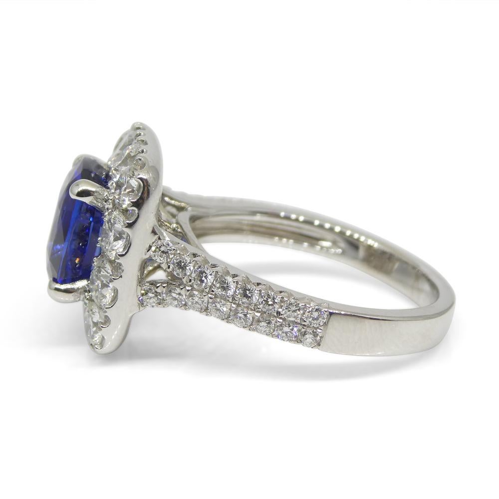 3.56ct Blue Sapphire, Diamond Engagement/Statement Ring in 18K White Gold For Sale 3