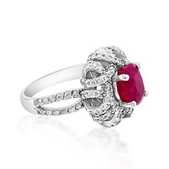 3.56ct Natural Ruby 14K White Gold Ring