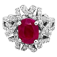 3.56ct Natural Ruby 14K White Gold Ring