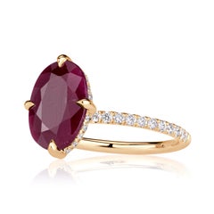 Bague de fiançailles 3.56ct Rubis taille ovale