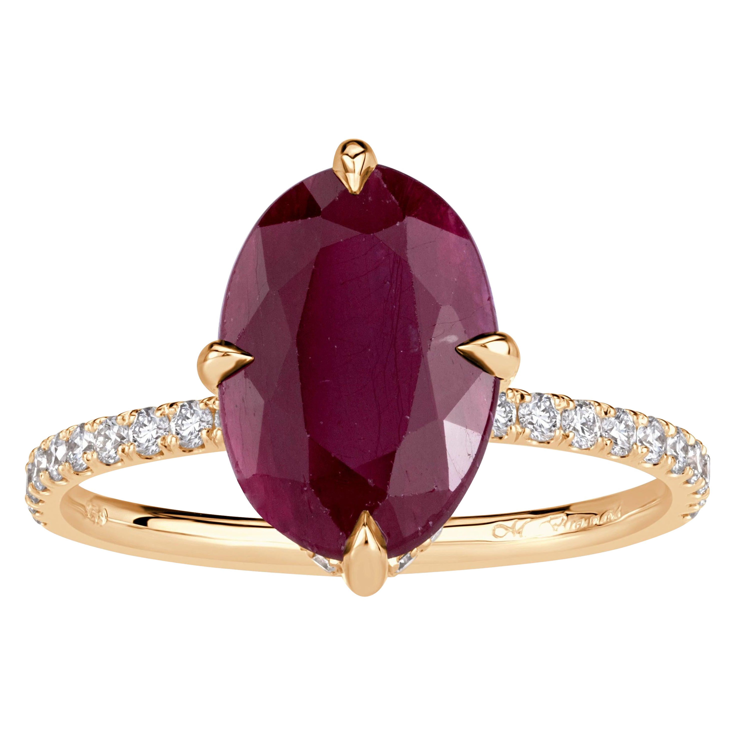 3.56ct Oval Cut Ruby Engagement Ring en venta