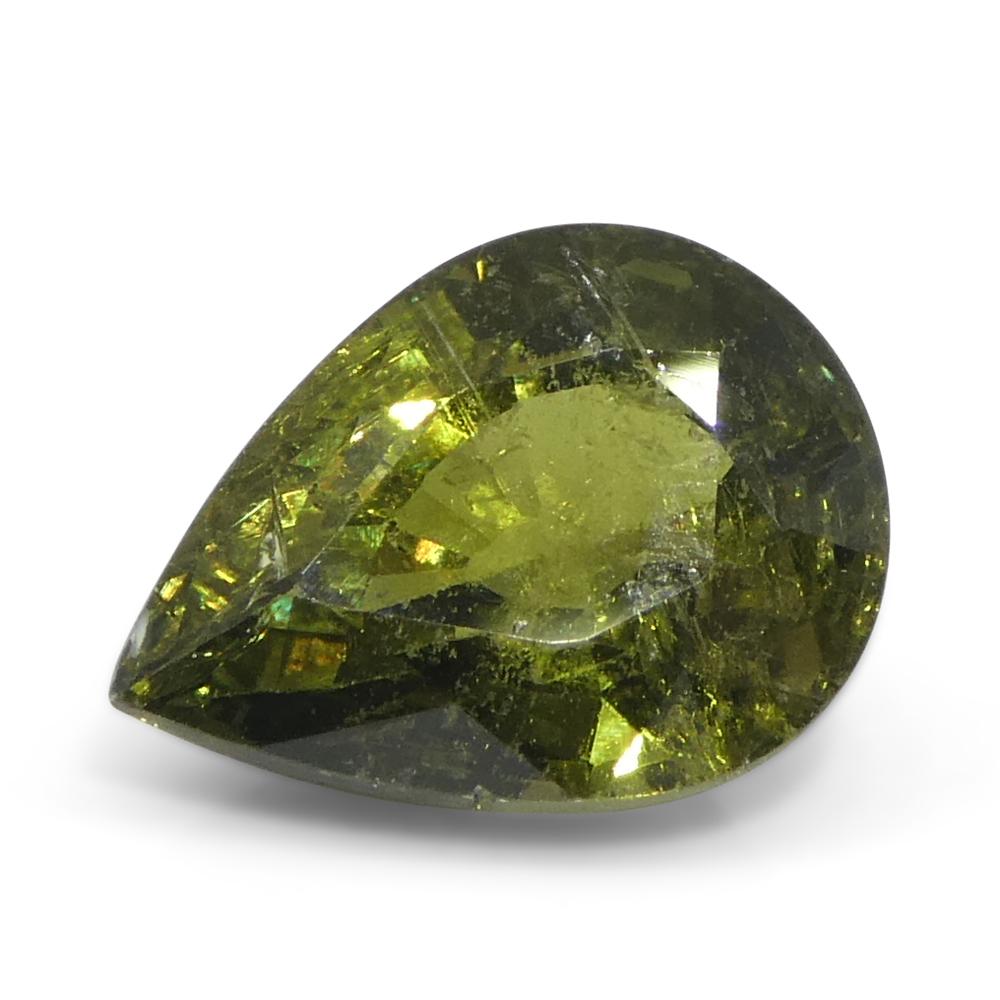 3.56ct poire saphir jaune-vert de Tanzanie non chauffé Unisexe en vente