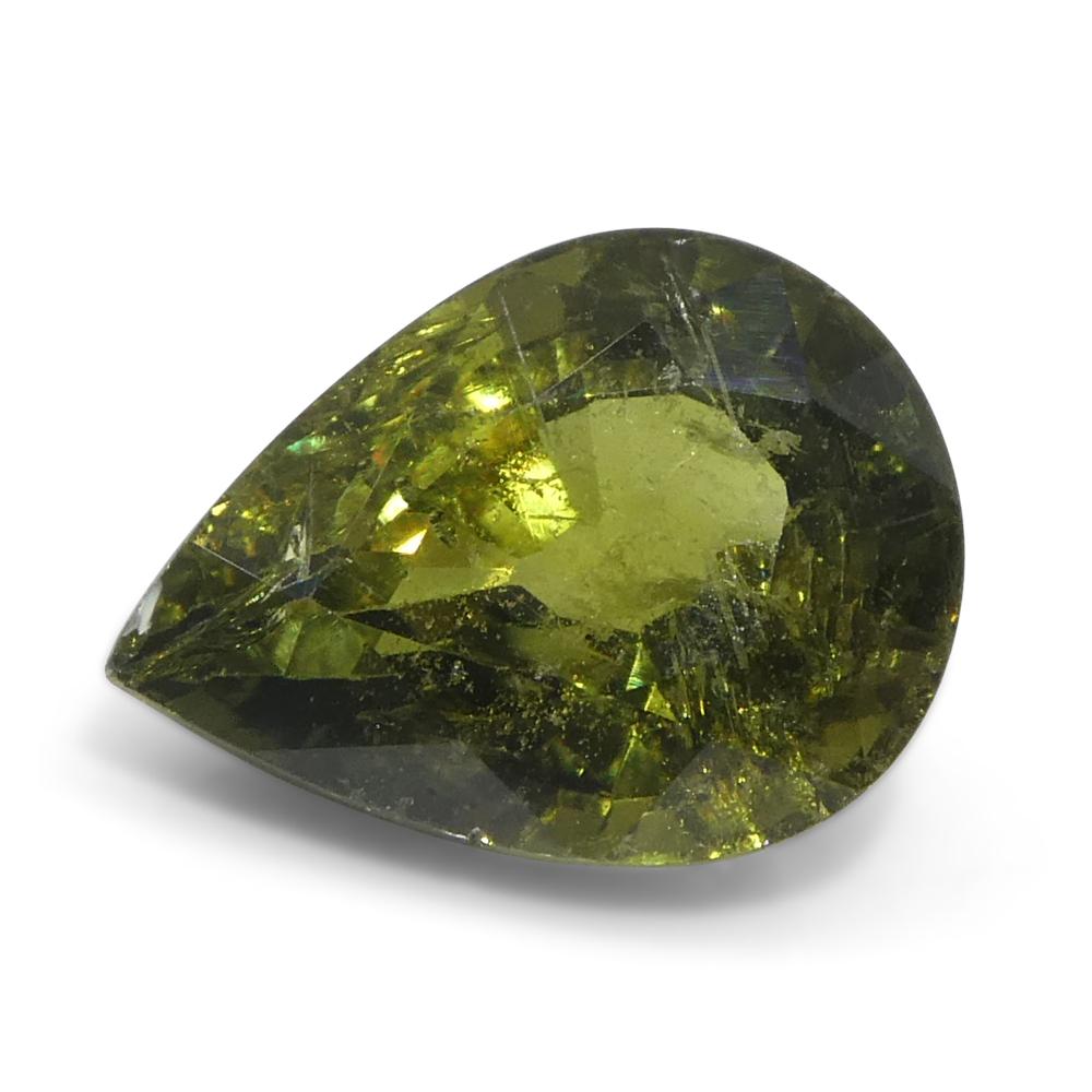 3.56ct poire saphir jaune-vert de Tanzanie non chauffé en vente 1