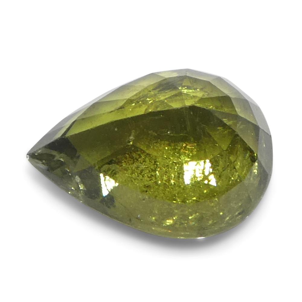 3.56ct poire saphir jaune-vert de Tanzanie non chauffé en vente 4