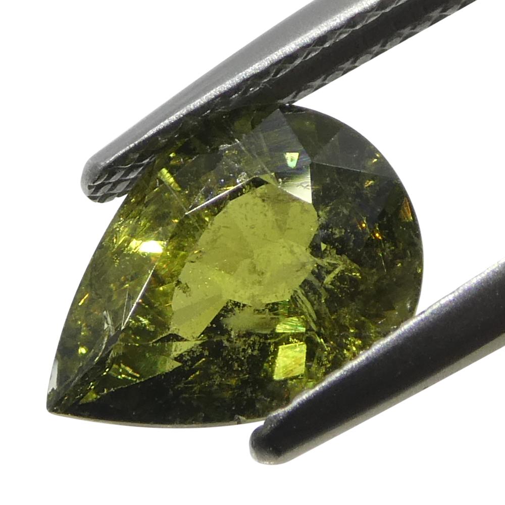3.56ct poire saphir jaune-vert de Tanzanie non chauffé en vente 5