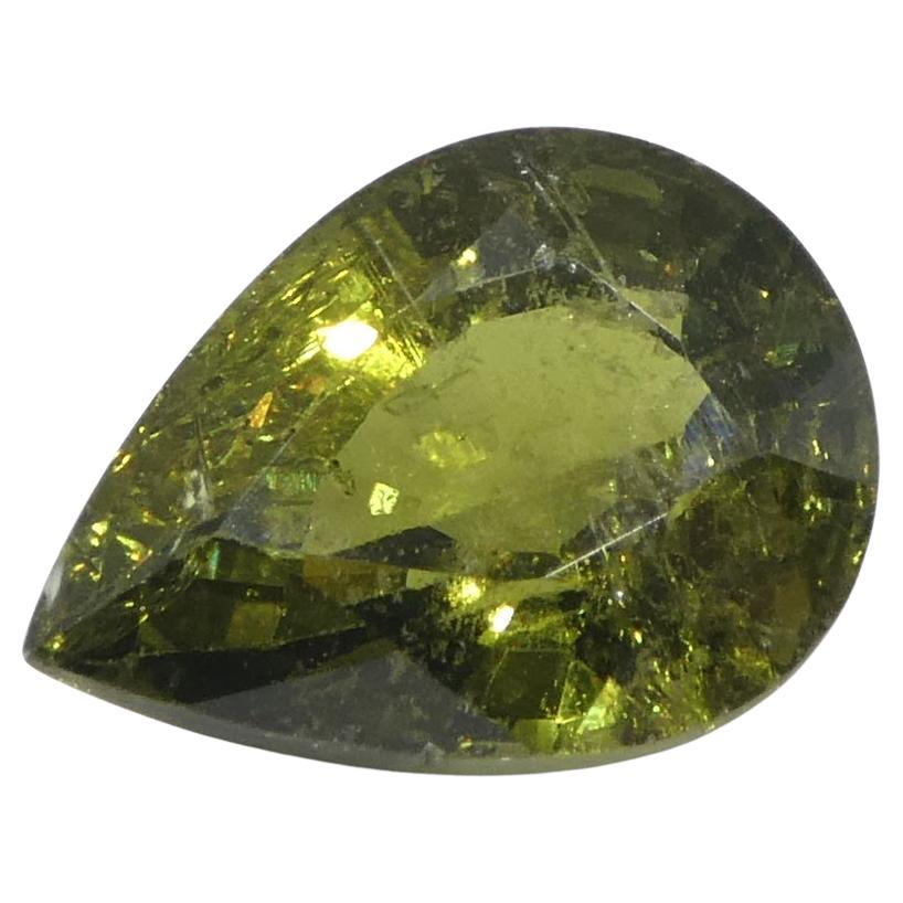 3.56ct poire saphir jaune-vert de Tanzanie non chauffé