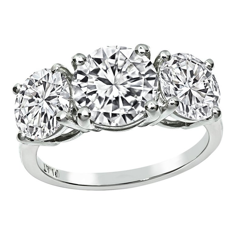 3.56cttw Diamond Platinum Three Stone Anniversary Ring