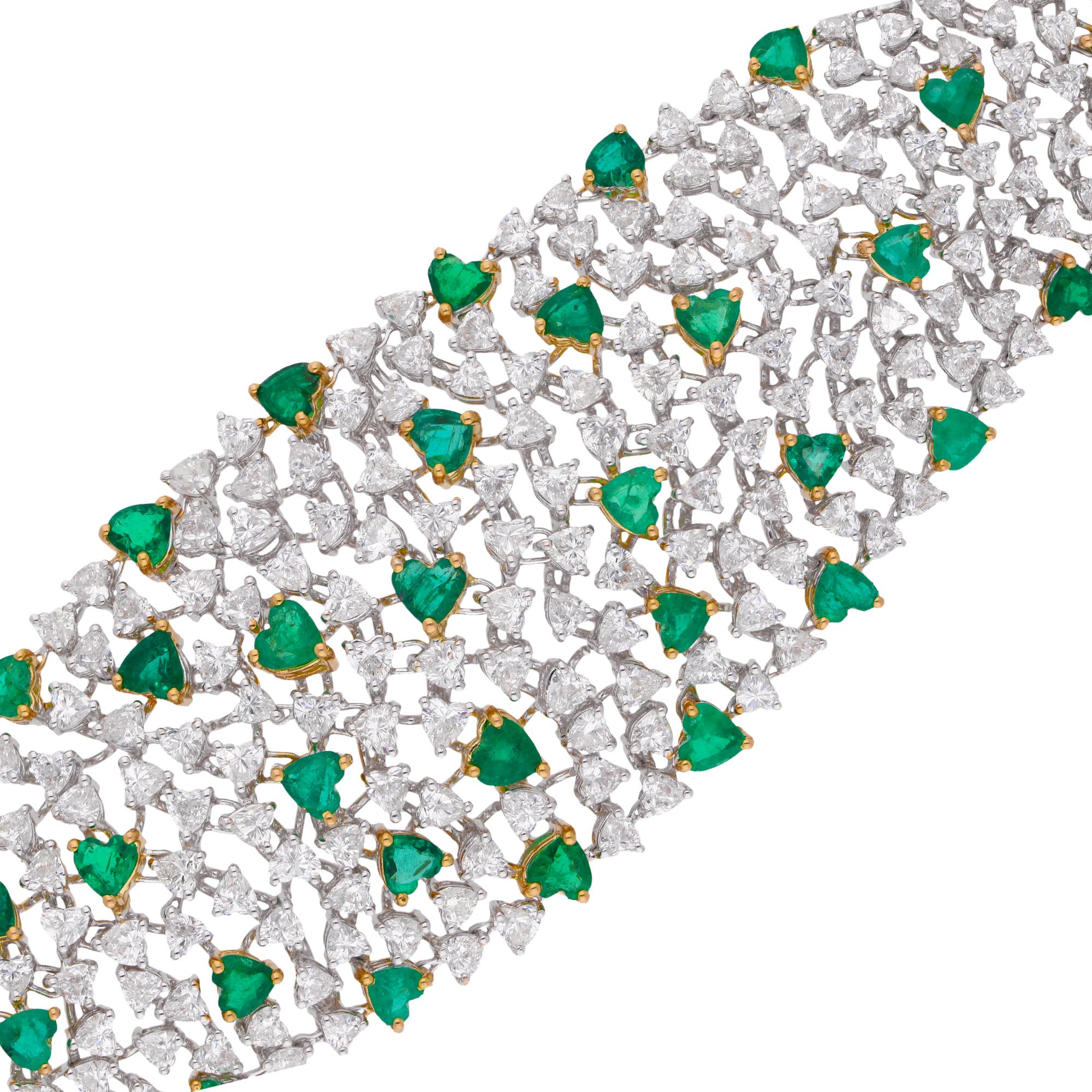 35,6TCW Herzform sambischen Smaragd Diamant Choker Halskette 14k massivem Gold (Herzschliff) im Angebot