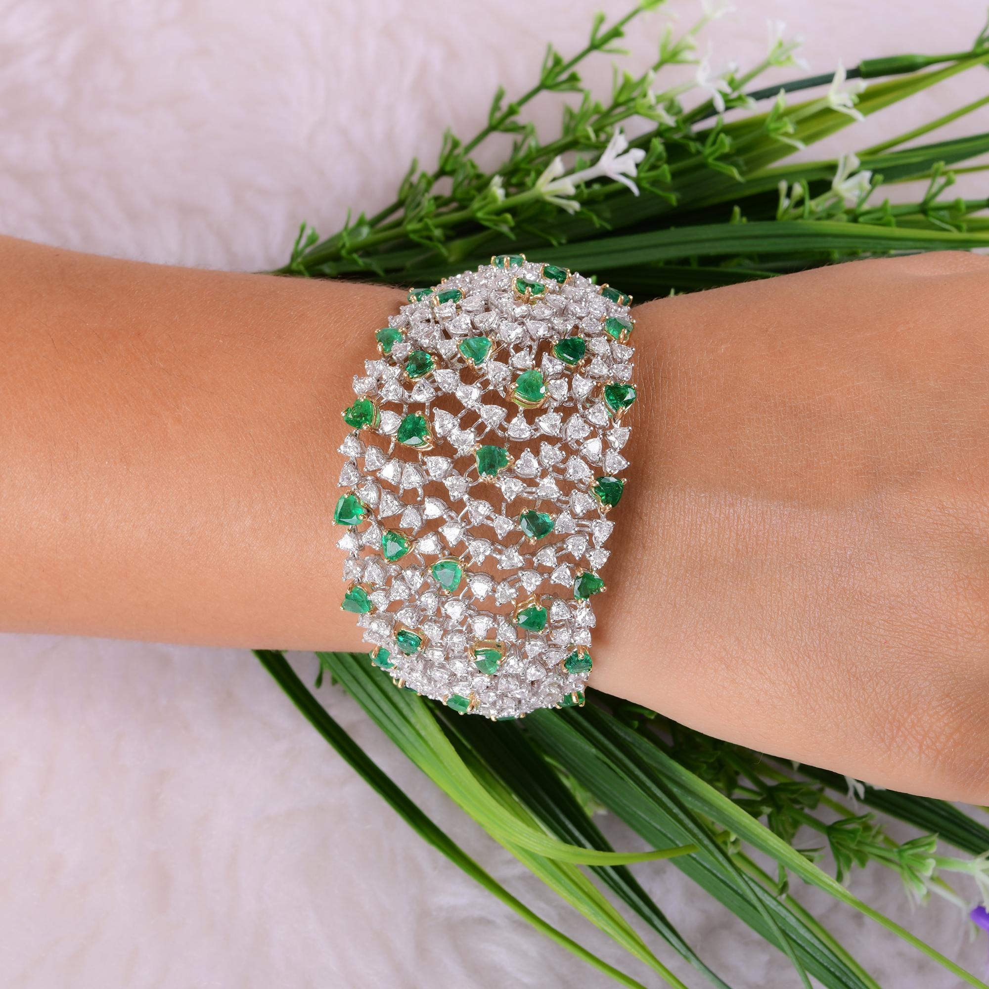 35,6TCW Herzform sambischen Smaragd Diamant Choker Halskette 14k massivem Gold im Angebot 1