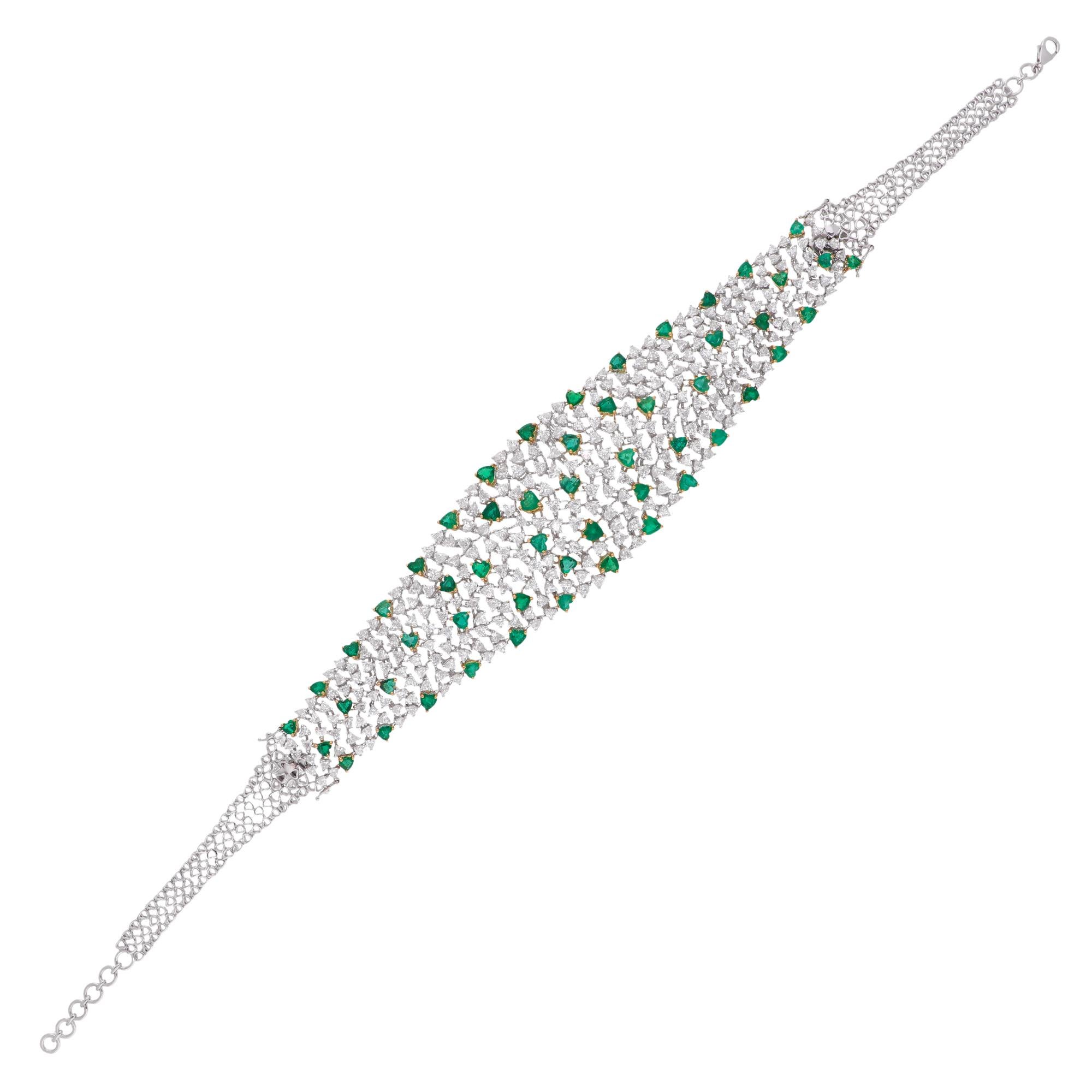 35,6TCW Herzform sambischen Smaragd Diamant Choker Halskette 18k massivem Gold Damen im Angebot