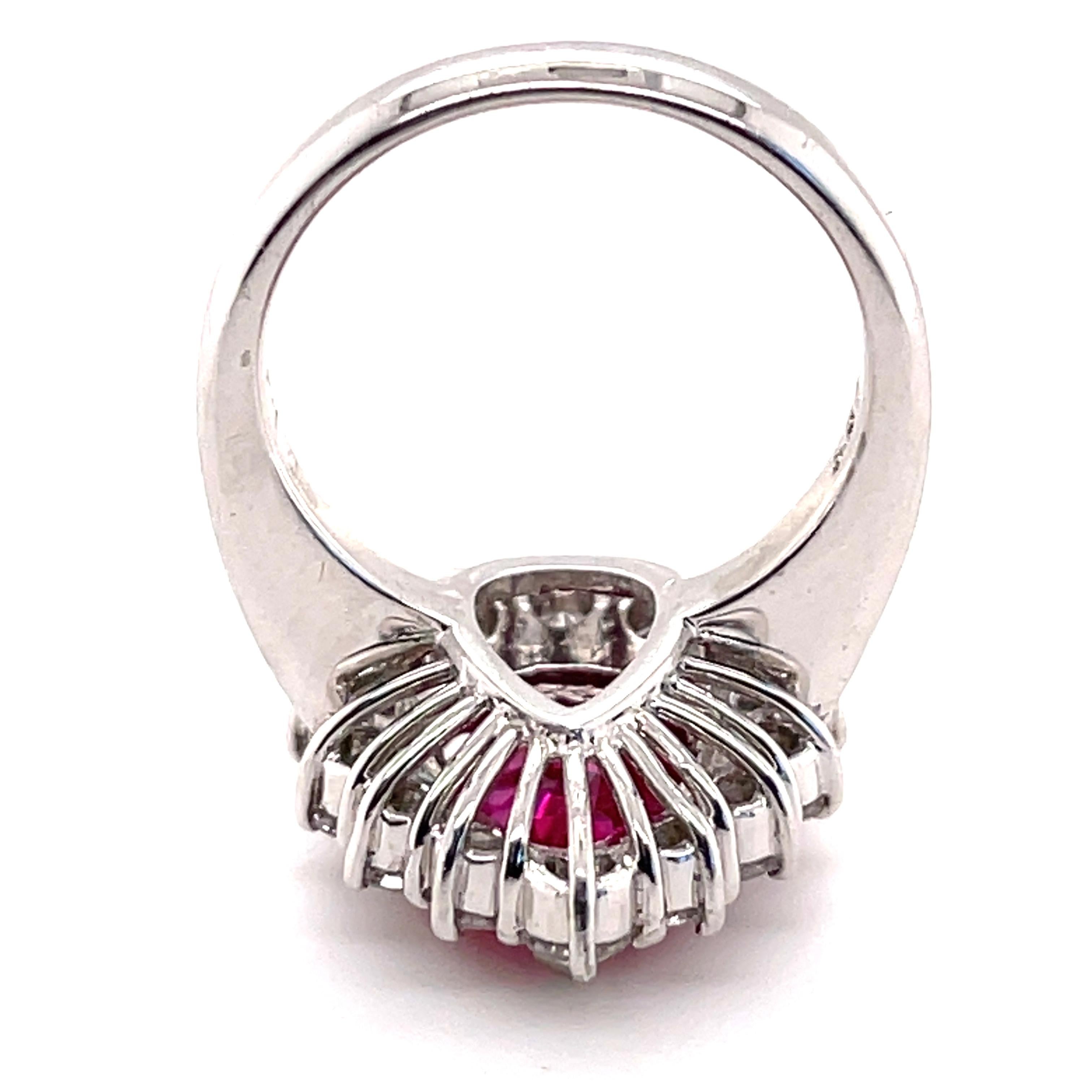 Modern 3.57 Carat Burma Ruby and Diamond Ring in Platinum For Sale