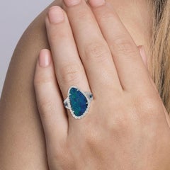 3.57 Carat Opal Diamond 14 Karat White Gold Ring