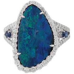 3.57 Carat Opal Diamond 14 Karat White Gold Ring