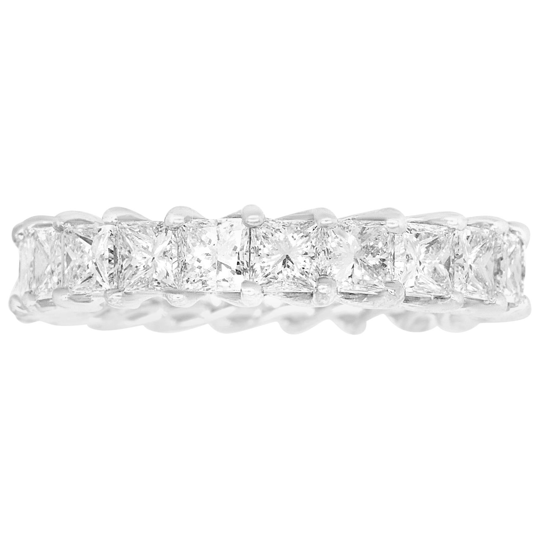 Princess Cut White Diamond Eternity Band Ring Anniversary 18K Gold Size 5