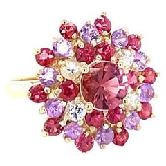 3.57 Carat Tourmaline Sapphire Yellow Gold Cocktail Ring