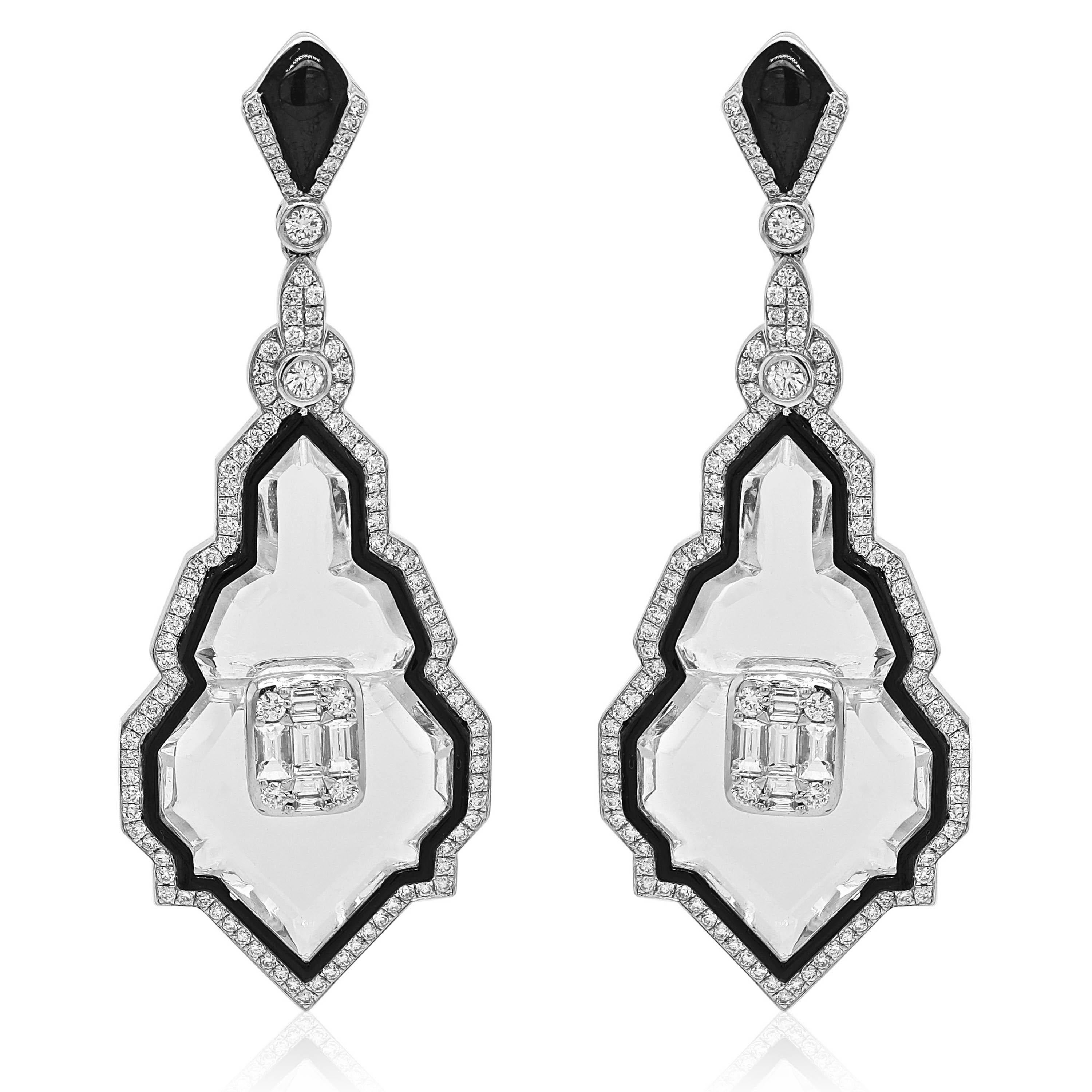 Mixed Cut 35.7 Carat White Diamond White Gold Earrings For Sale