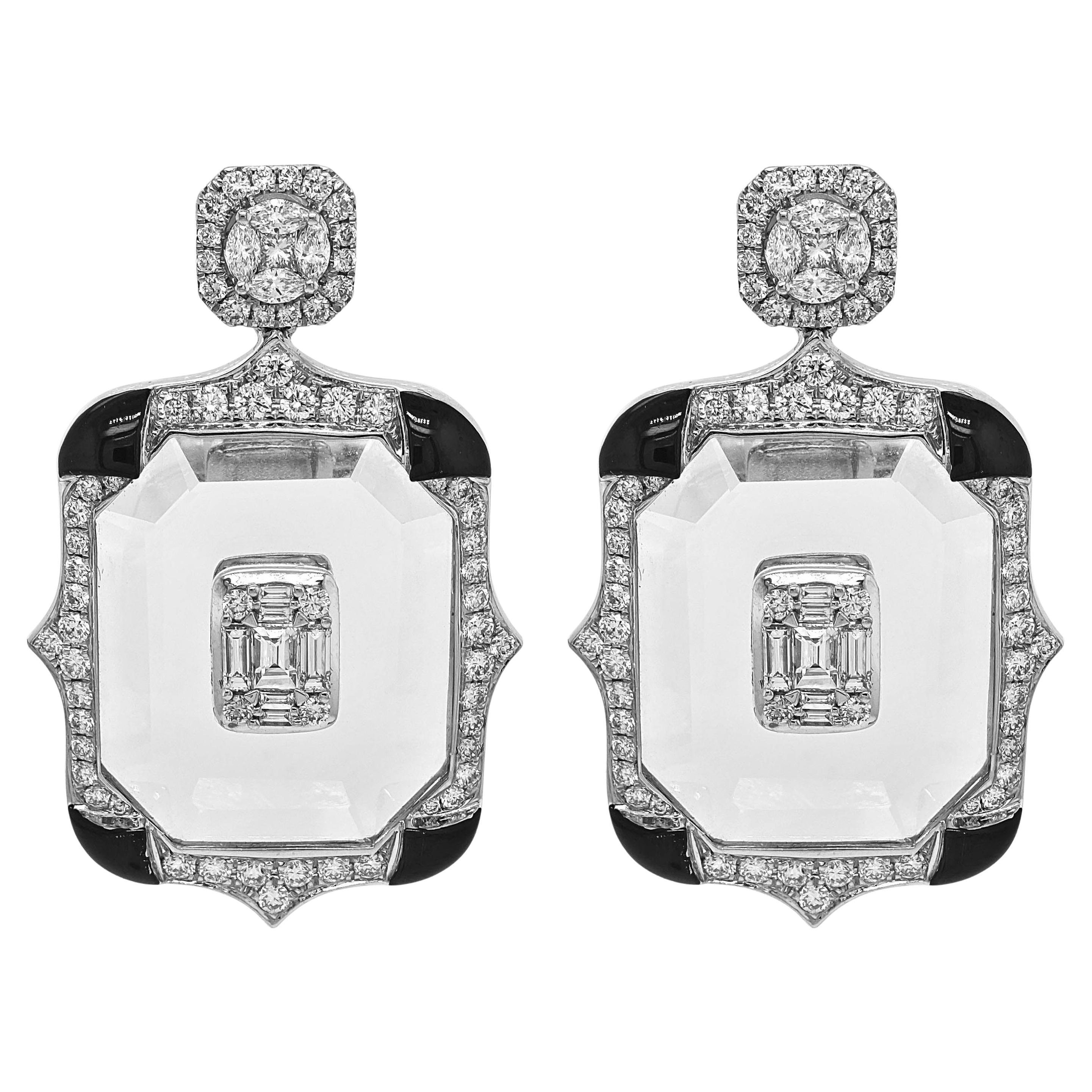 3.57 Carat White Diamond White Gold Earrings