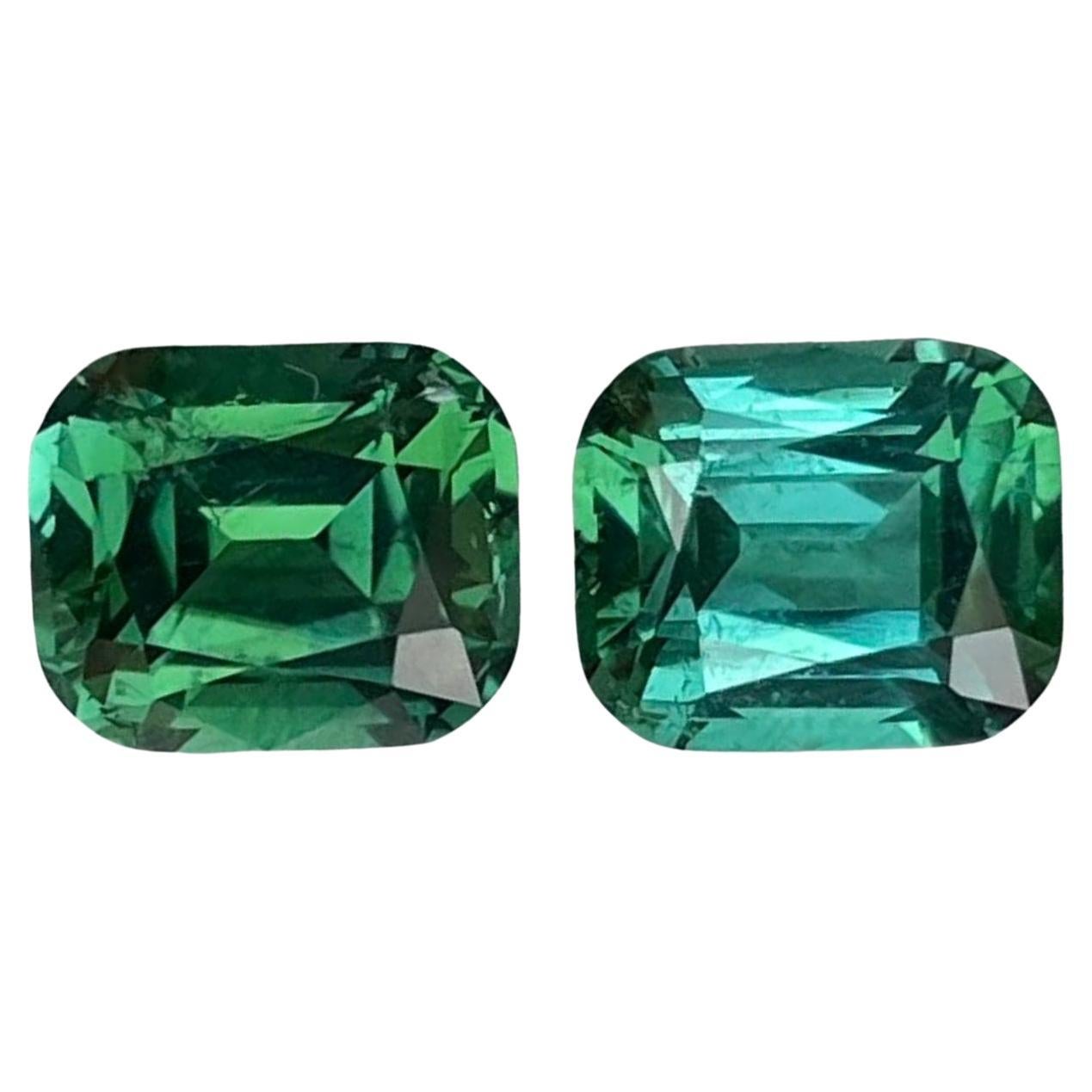 3,57 quilates Pareja de piedras turmalina verde azulada talla cojín gema afgana