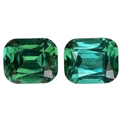 3.57 carats Bluish Green Tourmaline Stone Pair Cushion Cut Afghan Gemstone