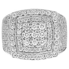 3,57 Ct. Anello a fascia unisex con diamante in stile antico in oro bianco 18 carati