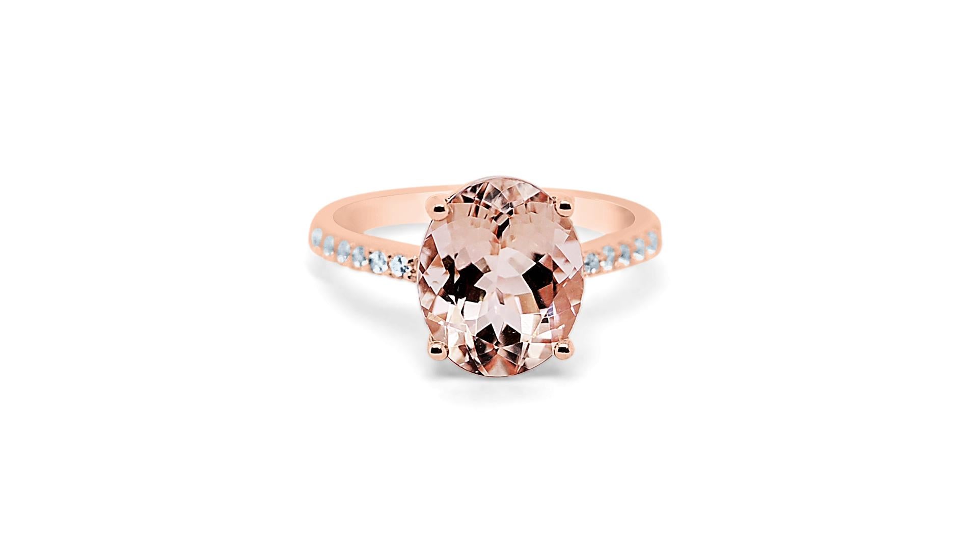 Art Deco 3.57 Ctw Natural Morganite 925 Sterling Silver Rose Gold Plated Wedding Ring    