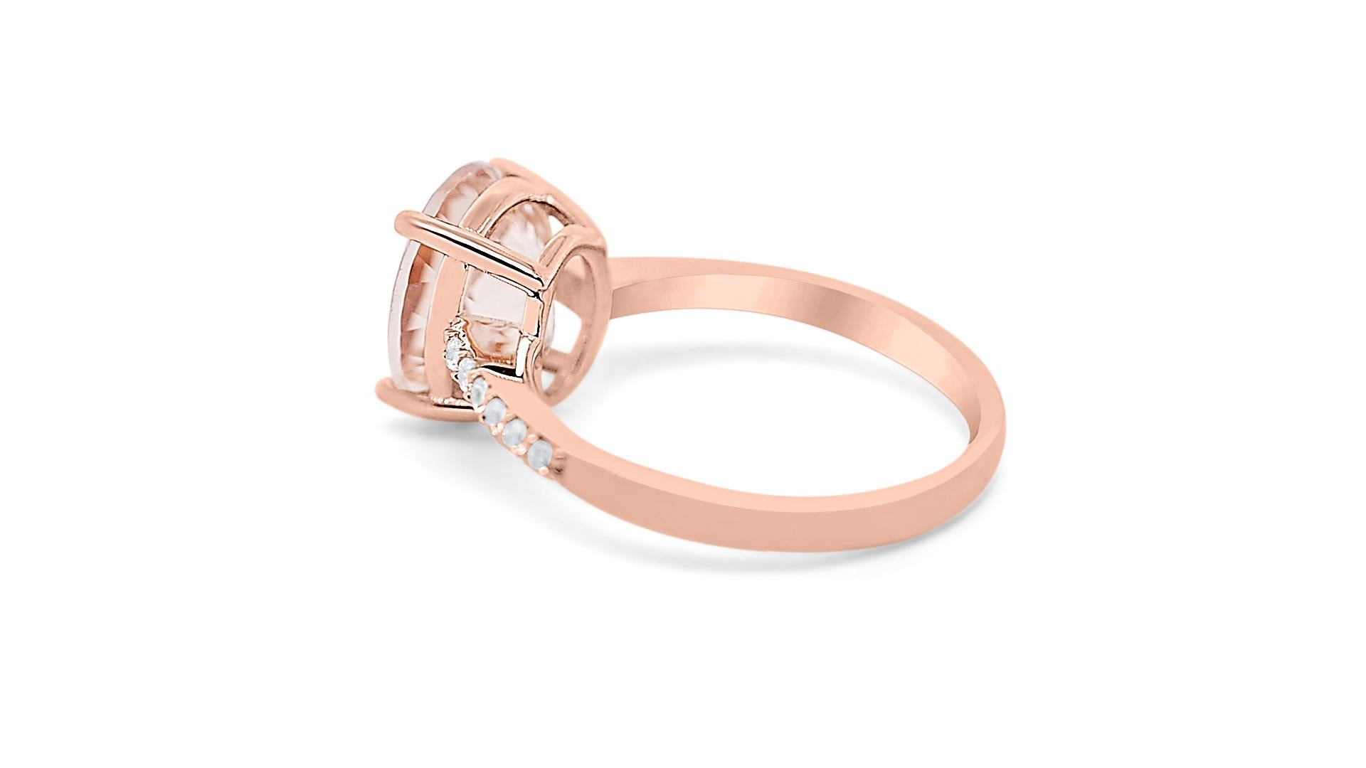 Oval Cut 3.57 Ctw Natural Morganite 925 Sterling Silver Rose Gold Plated Wedding Ring    