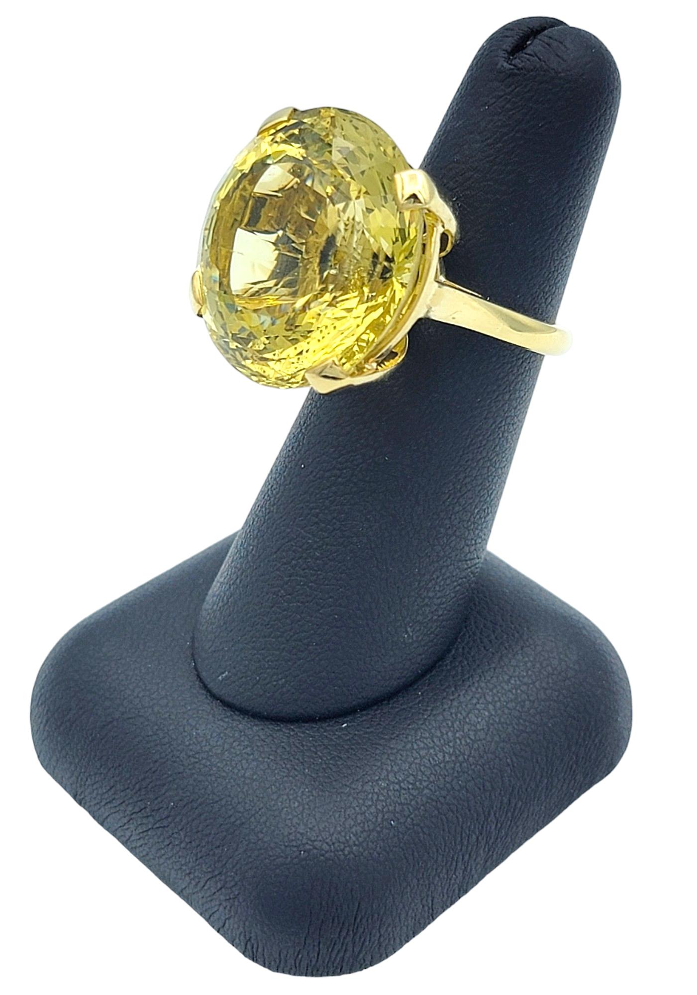 Bague cocktail en or jaune 18 carats à profil haut et héliodore taille ronde 35,70 carats en vente 3