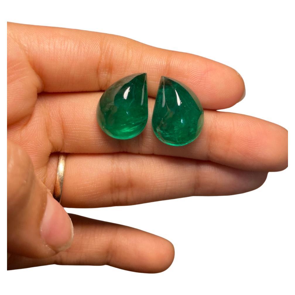 35,71 Karat, mangoförmiger sambischer Cabochon in Mangoform, Paar im Angebot