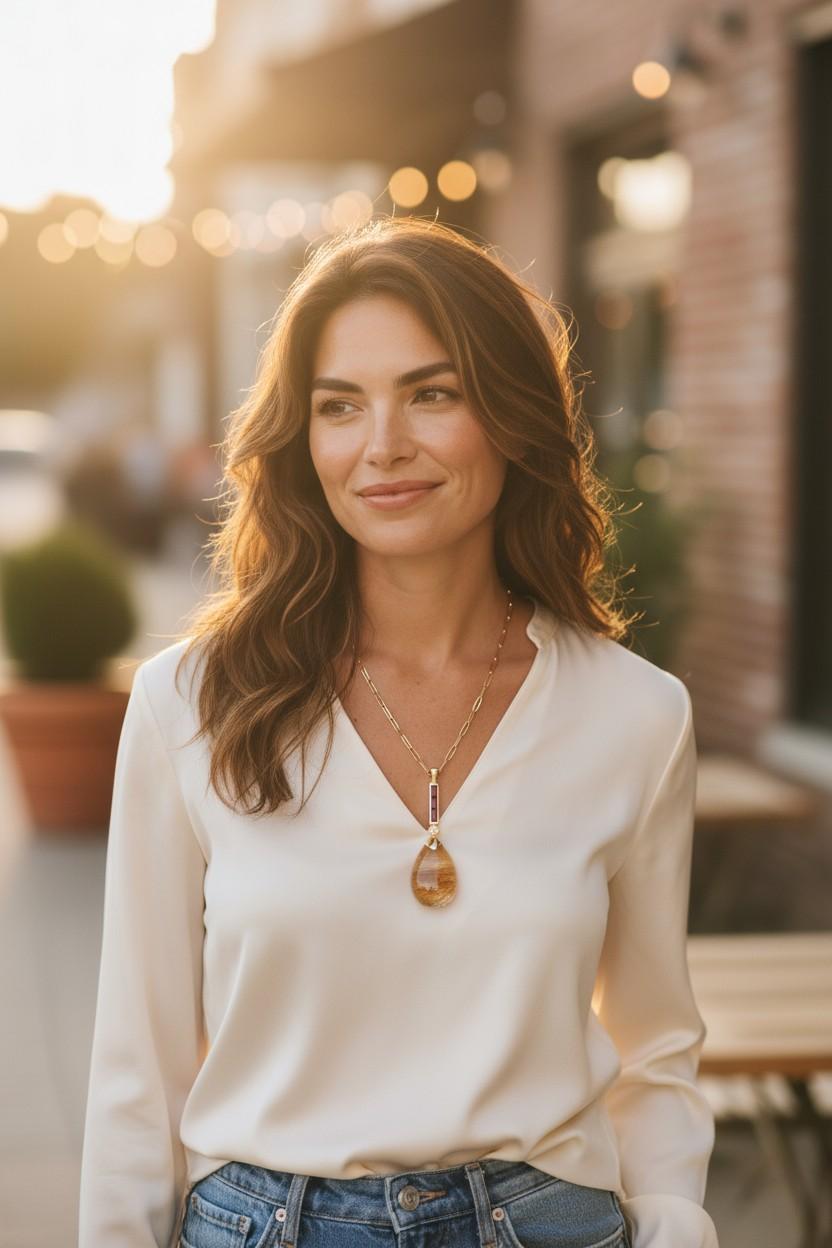 Pendentif en or jaune de 35,74 carats en quartz rutilé avec citrine et diamant en vente 3