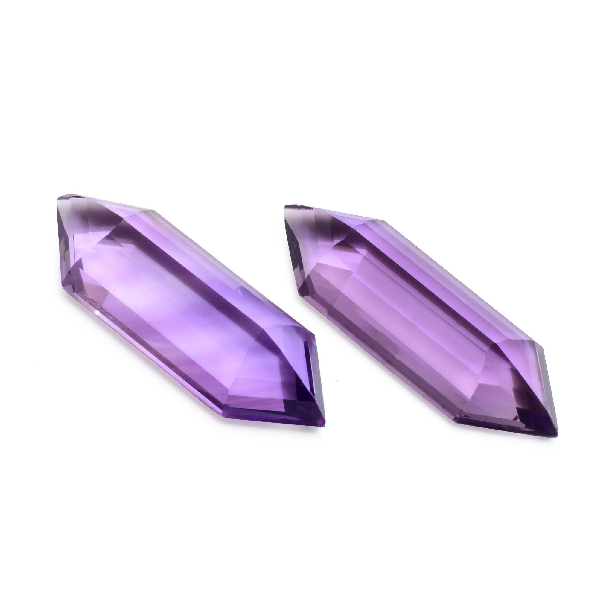 Mixed Cut 35.75 Carat Natural Fancy-Cut Pair of Amethysts For Sale