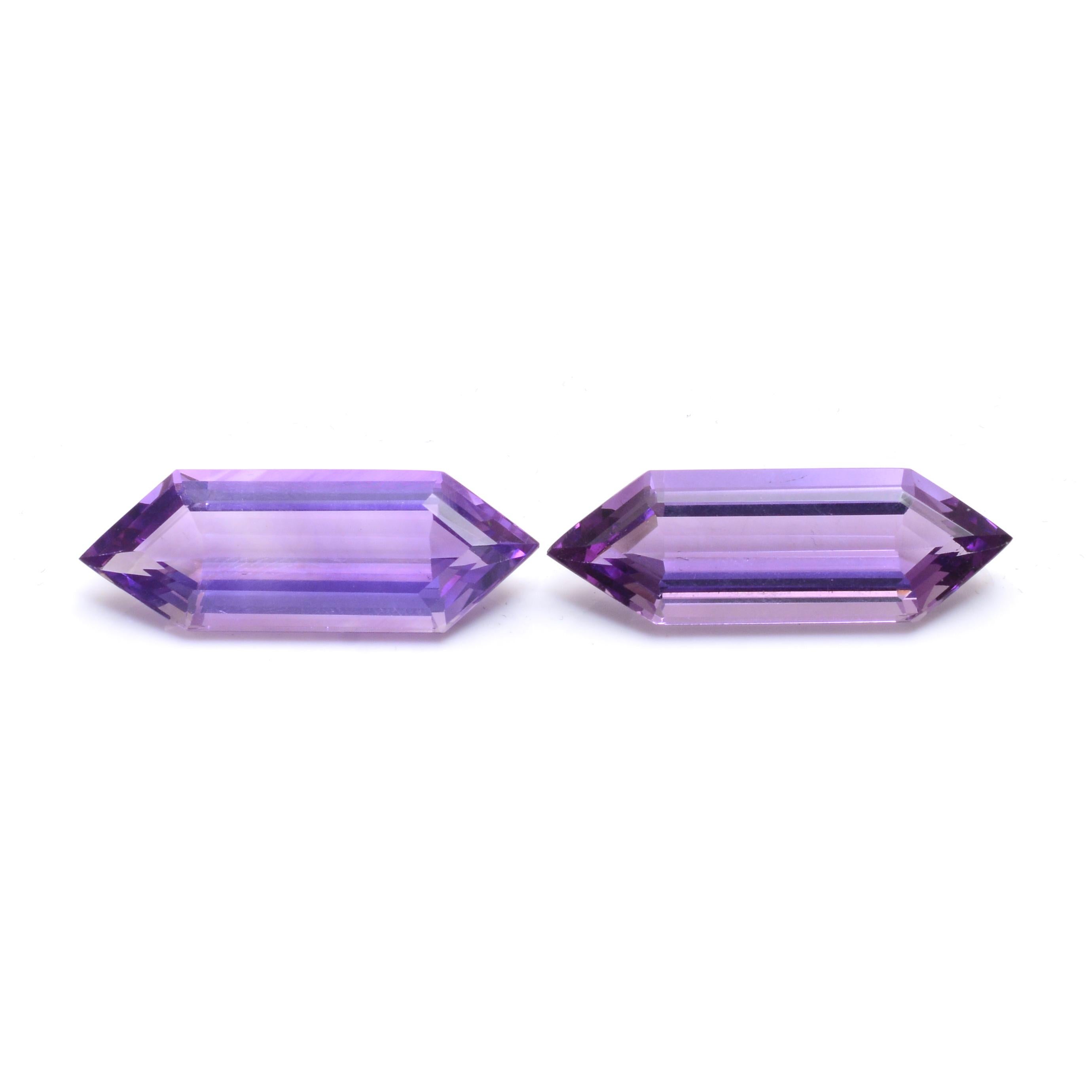 35.75 Carat Natural Fancy-Cut Pair of Amethysts In condizioni Nuovo in vendita a Hong Kong, HK