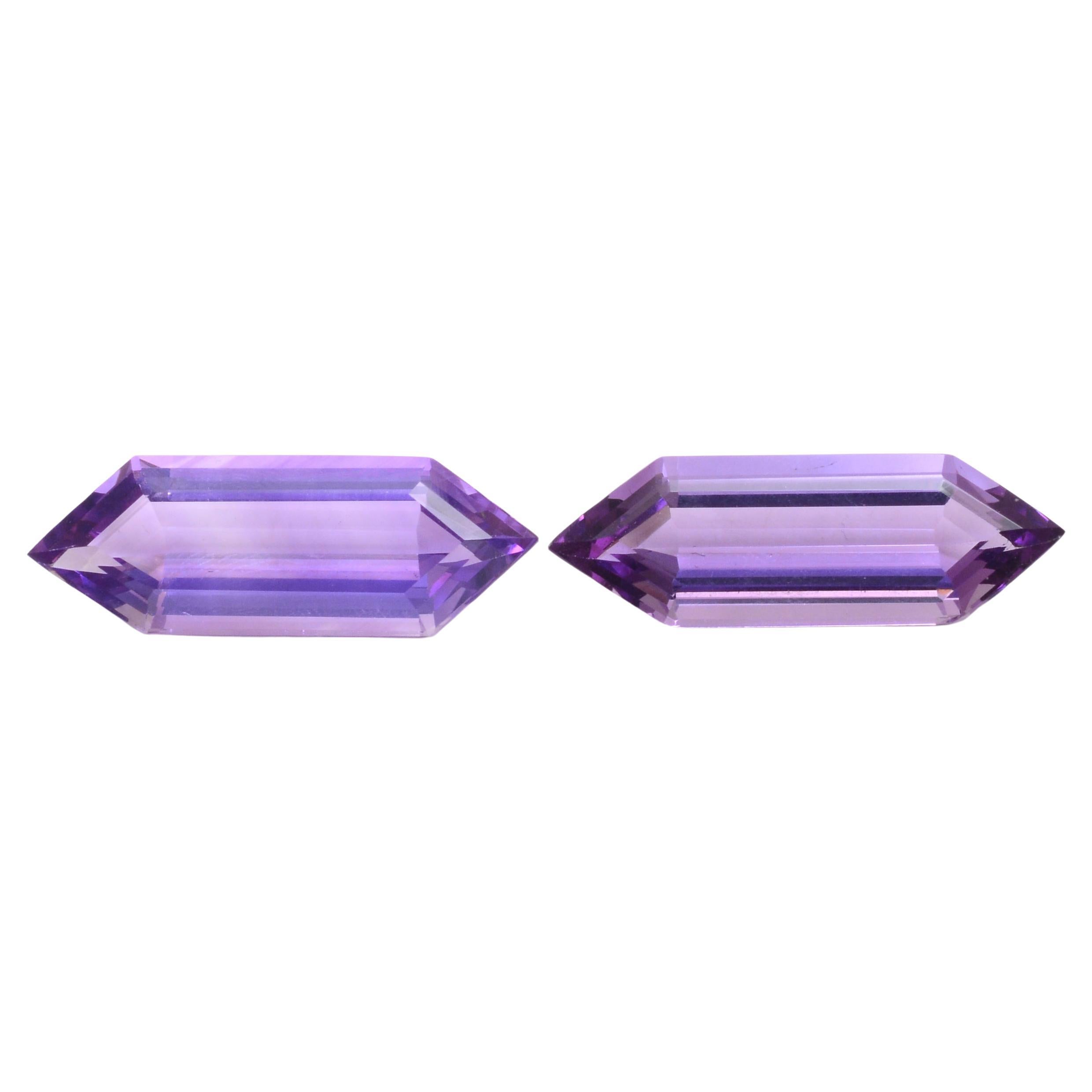 35.75 Carat Natural Fancy-Cut Pair of Amethysts For Sale
