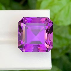 35.75 Carat Natural Loose Pretty Purple Amethyst Asscher Cut Brazilian Gemstone