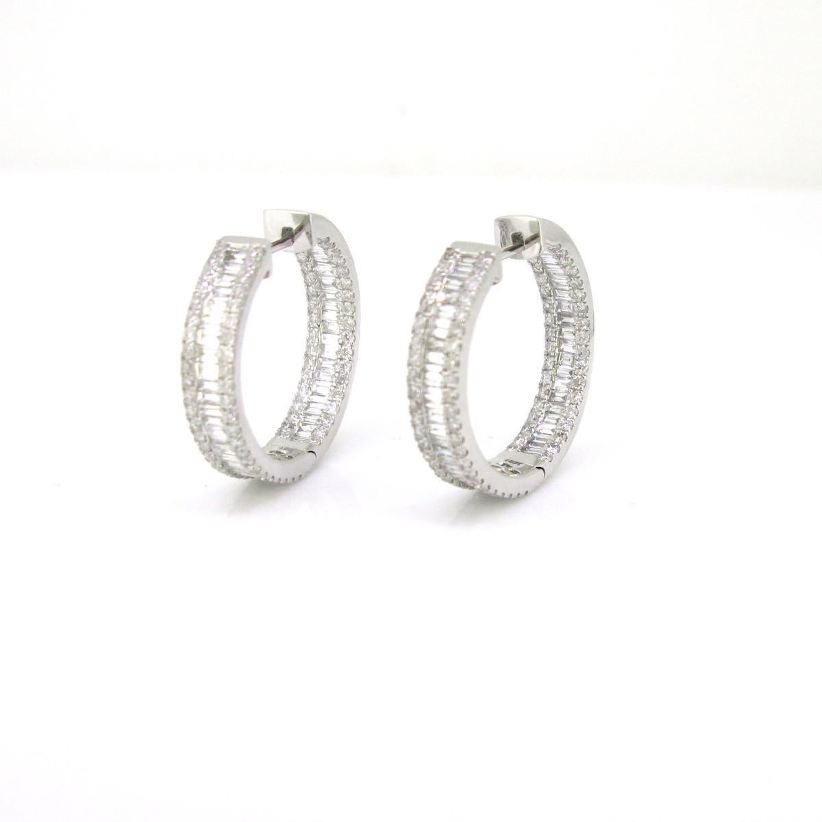 Brilliant Cut  3.57ct Diamonds White Gold Hoop Earrings For Sale