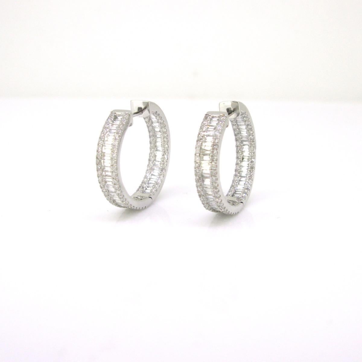  3.57ct Diamonds White Gold Hoop Earrings For Sale 1