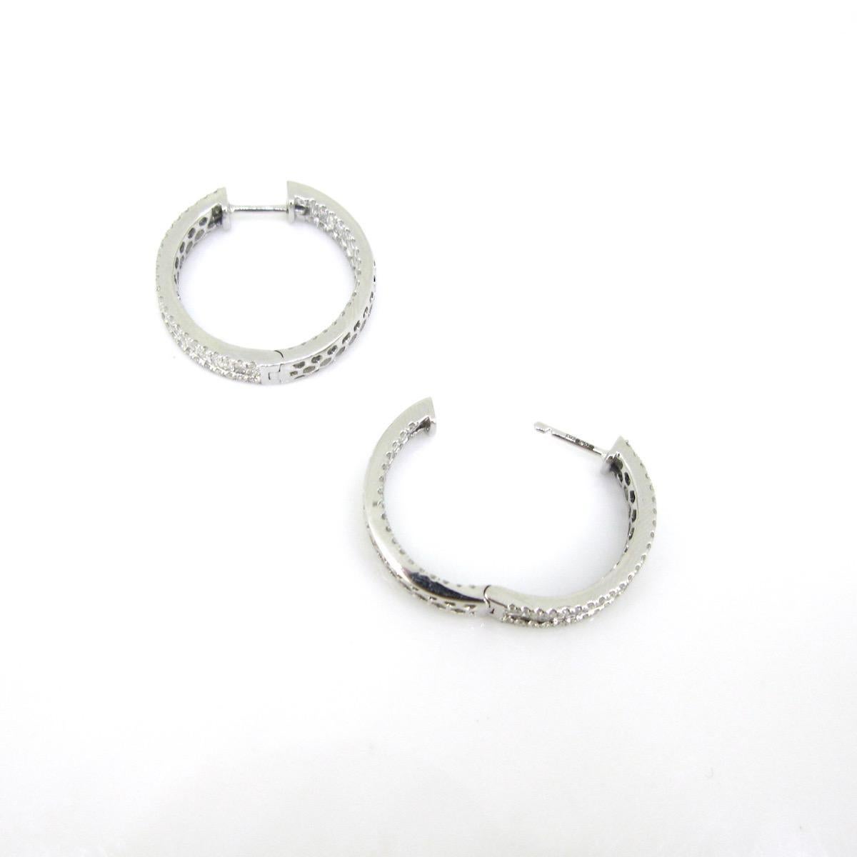  3.57ct Diamonds White Gold Hoop Earrings For Sale 3