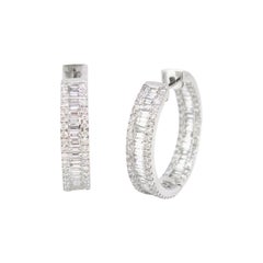  3.57ct Diamonds White Gold Hoop Earrings