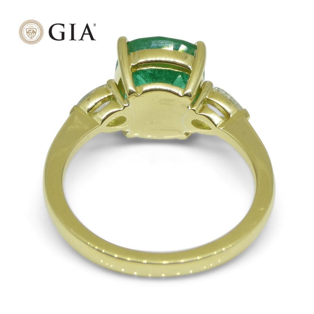 3.57ct Emerald, Diamond Statement or Engagement Ring set in 18k Yellow Gold, GIA For Sale 6