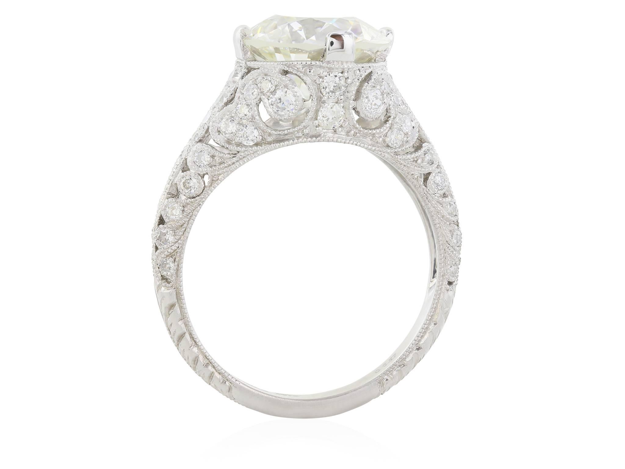 Edwardian 3.58 Carat Diamond in an Antique Scrollwork Mounting For Sale